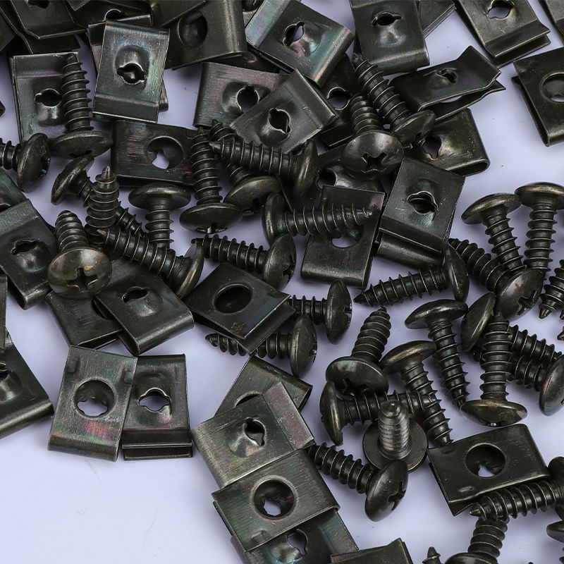 150Pcs Car Metal Screw Fastener U-Type Clips Anti-rust Clamp Fastener Bumper Fender Trim Panel Fastener Board Clip Accessories