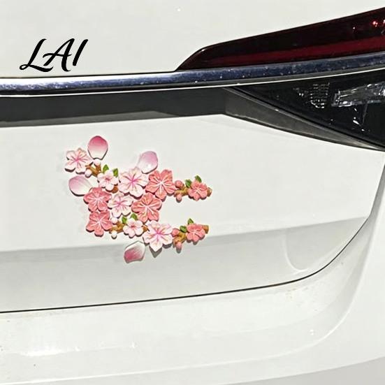 Summer Proof Car Decal Peach Blossom Sticker Resin Flower for Auto Motorcycle Heat Resistant Weatherproof Decals Waterproof Adhesive Bumper