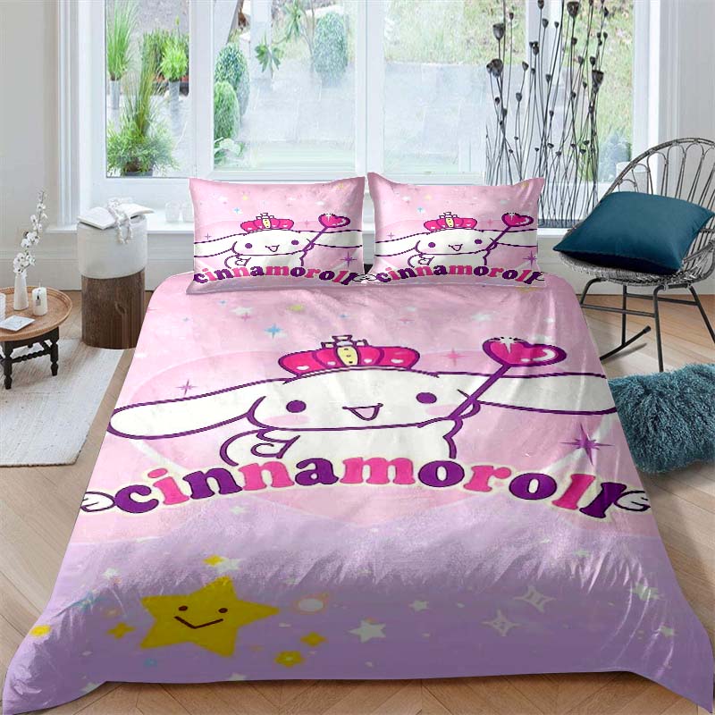 2026 New Cartoon Cinnamoroll Themed Three-Piece Bedding Set, Includes Duvet Cover and Pillowcase, Perfect As A Holiday Gift.