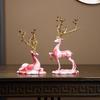 2x Deer Ornaments Reindeer Statue Resin Farmhouse Decor Collectable Sitting Standing Couple Elk