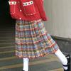 Рождественская радужная клетчатая шерстяная плиссированная юбка японская узкая юбка с высокой талией милая винтажная мода Faldas Para Mujeres
