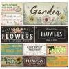 Garden Wooden Signs Door Flowers Green Plant Wall Decor Welcome To Farmhouse Beach Home Room Wall Plaque Signs With Free Rope