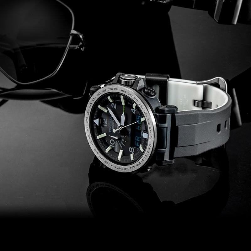Casio Серия PRO TREK-PRG Модные спортивные часы для активного отдыха с солнечной батареей, кварцевым механизмом, ремешком из смолы, японские и корейские часы, мужские часы, черные PRG-650-1PR