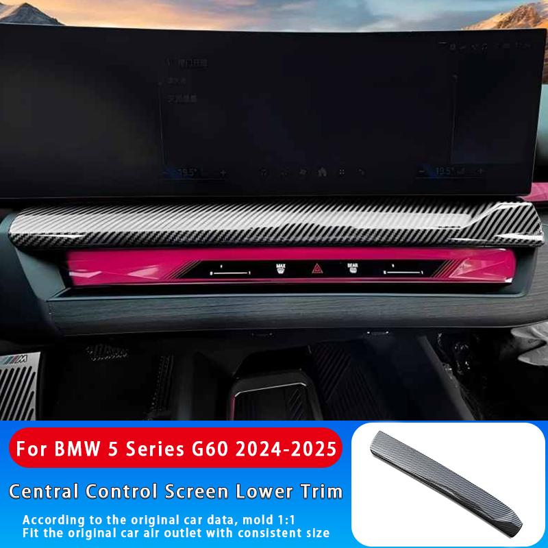 For BMW 5 Series G60 2024-2025 Carbon Fiber Car Center Console Navigation Screen Lower Panel Decorate Sticker Car Accessories