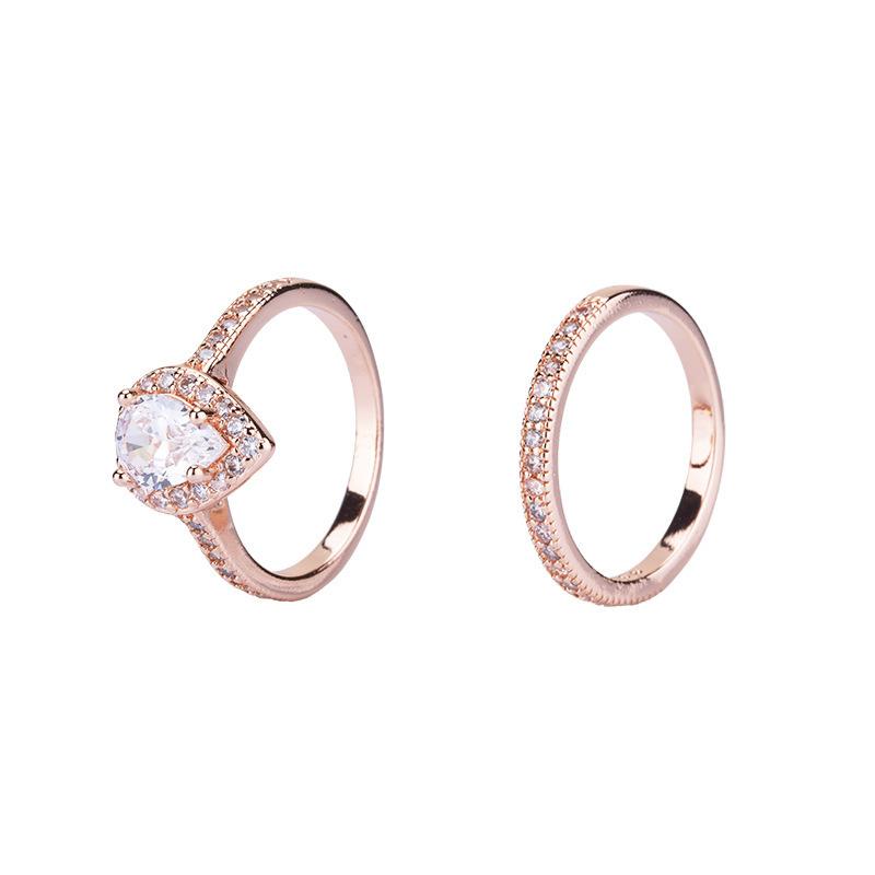 Классическое женское помолвочное кольцо с цирконом в форме капли воды, роскошное, инкрустированное бриллиантами, набор колец, ювелирные изделия