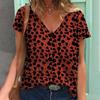 Женские топы с 3D леопардовым принтом и коротким рукавом с V-образным вырезом, летние футболки для влюбленных пар