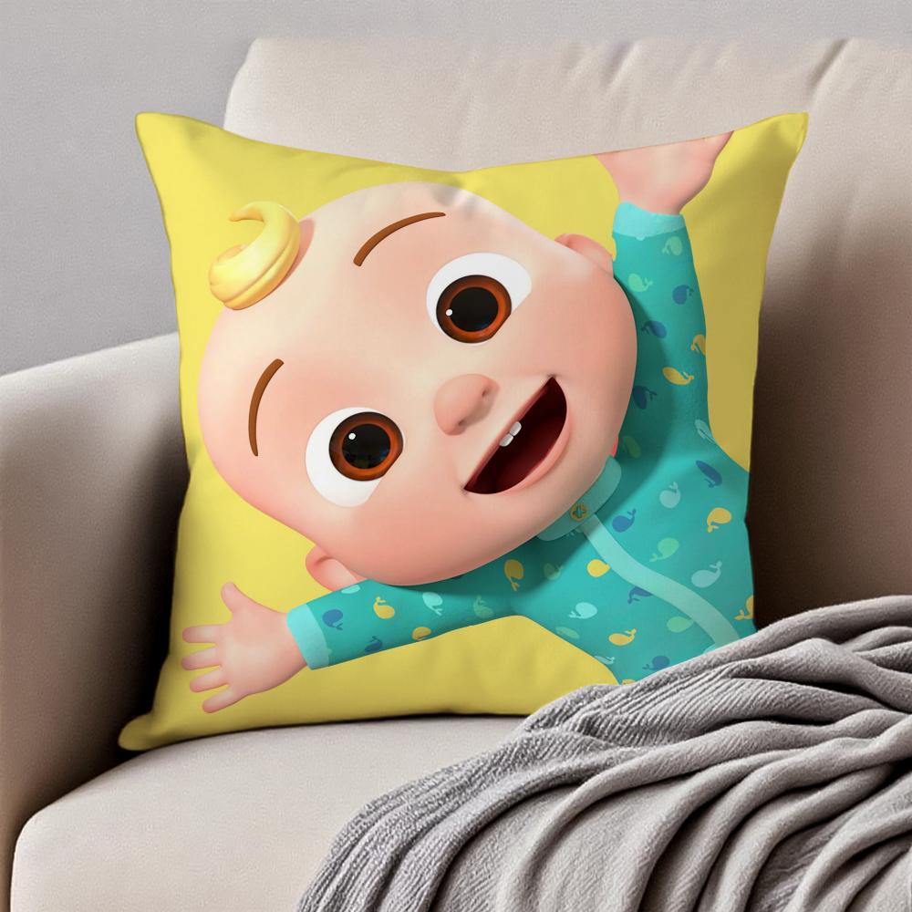 Cute American Children Cartoon CCocomelon Cushion Cover Pillowcase Antidustmite Invisible Zipper Short Plush Sofa Cushion