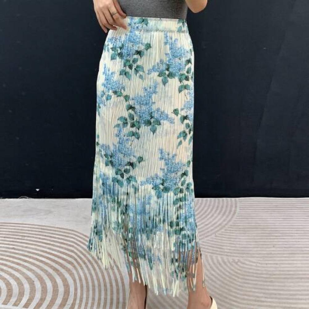Plara Pleated Aqua Flower Skirt 88