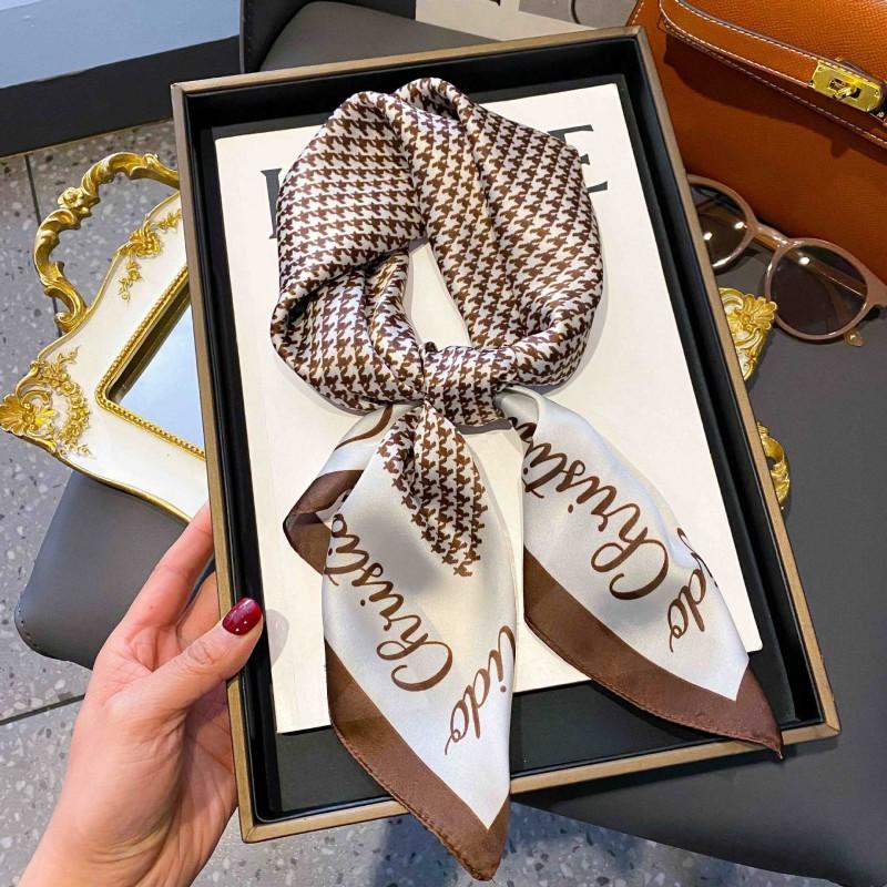 70cm Square Silk-Like Scarf Women Lightweight Fashion Accessory Office Chic Neck Wrap Stylish Print Design