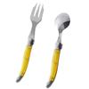 Набор чайных ложек и вилок для торта Laguiole с ручками из АБС-пластика Сделано во Франции NERON Желтый [Официальный импорт]