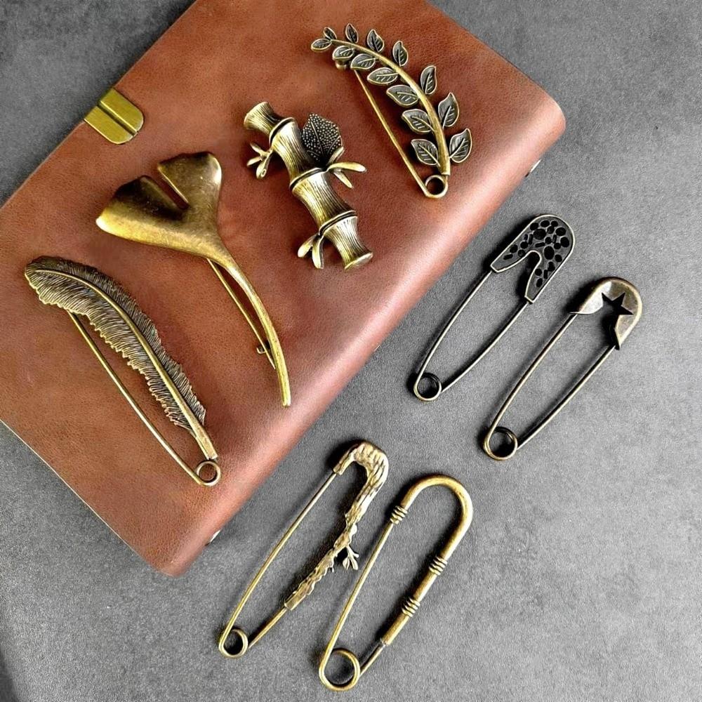 Spille Grandi Grandi Bronzo Fibbia per Maglione Sciarpa Spilla Ramo Piuma Abbellimento per Cardigan