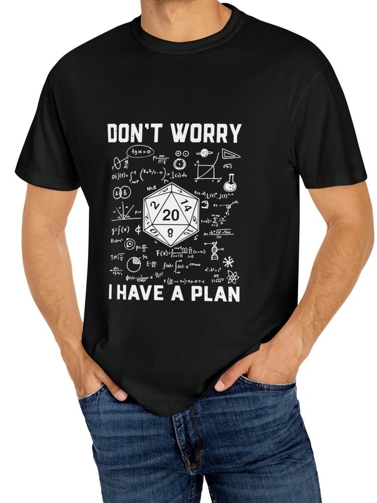Men's Casual Cotton T-Shirt with Geometric Print - "Don't Worry, I Have a Plan" Unisex T-Shirt