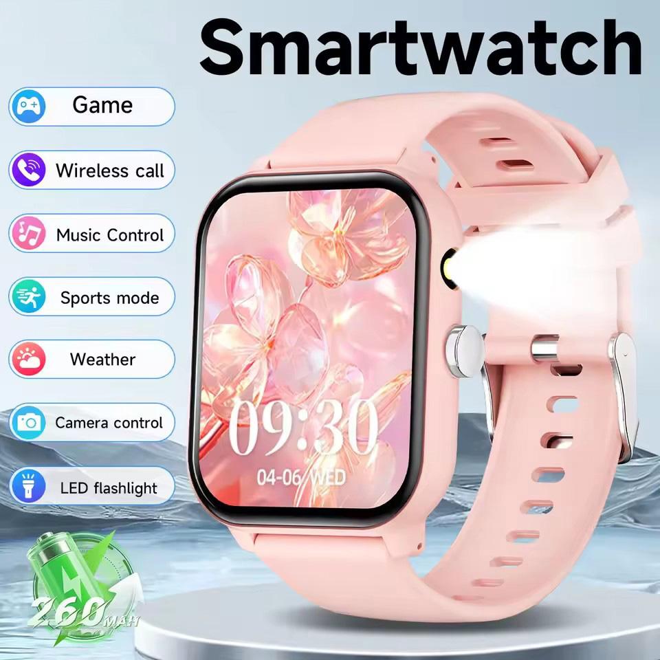 Игровые умные часы 1,83'' Bluetooth-звонки Спортивный режим Управление музыкой/камерой Светодиодный фонарик Длительное время работы Батареи Часы для Android/IOS HT30