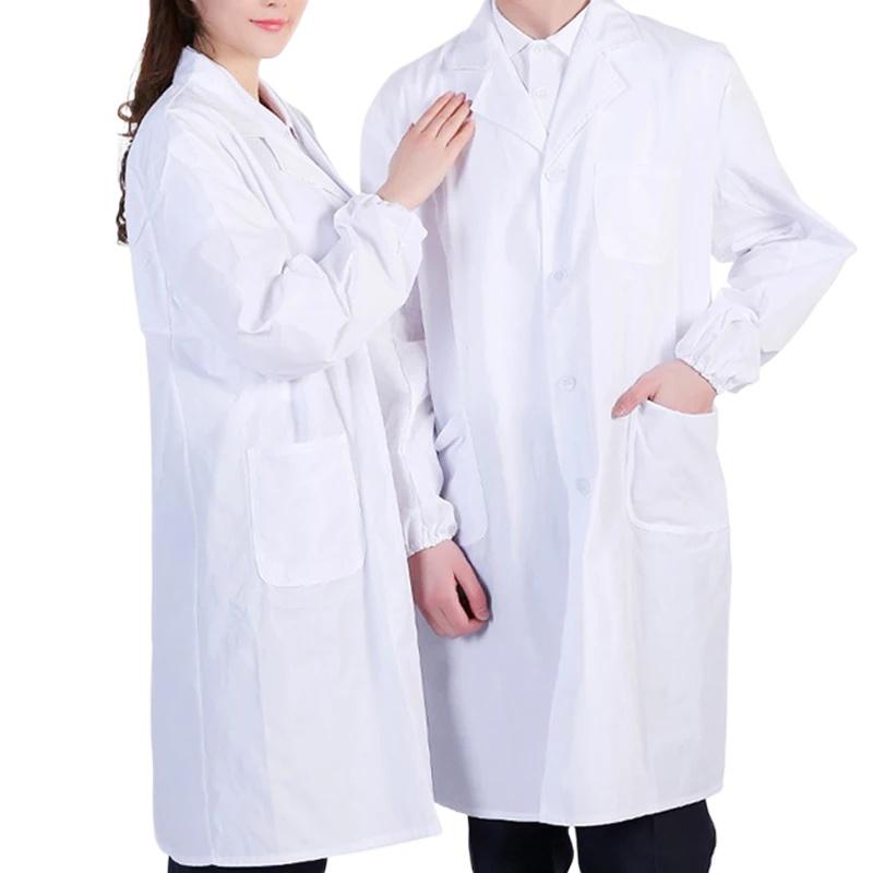 Men/Women Long Sleeve Medical Nurse Doctor White Coat Cosplay Costume Hospital Uniform Lab Coat Work Clothing Adults