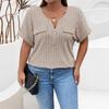 Spring Summer New Solid Color Women's Top Zip Short Sleeve Faux Pocket Pullover T-shirt Loose