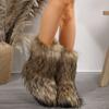 Зимние женские модные зимние сапоги 2024 года, теплые хлопковые ботинки, пушистые полусапожки, искусственный мех, утолщенная женская обувь