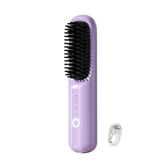 Беспроводной выпрямитель для волос, щетка с 3 регулируемыми температурами, быстрый нагрев, перезаряжаемый через USB, отрицательные ионы, электрическая расческа для укладки вьющихся волос, распутывание
