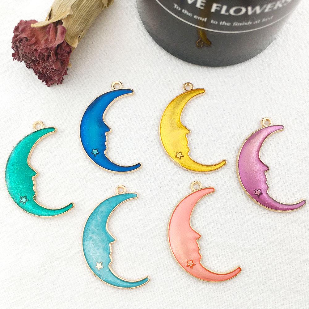 Подвеска «Звездное небо и Луна»: Сплав с пятиконечной звездой и каплей масла для самодельных серег и ожерелий