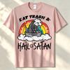 Opossum Eat Trash Hail Satan Funny Possum Occult Unisex Unisex Tshirt Streetwear Funny Outdoors High Quality Cotton Shortsleev Tee