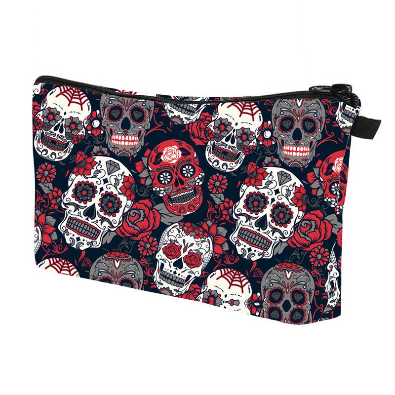 Женская косметичка с принтом скелета, органайзер для туалетных принадлежностей, дорожный кейс для хранения ADM