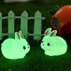 DIY Mini Rabbit Ornament Cartoon Resin Animal Figurines Cute Luminous Rabbit Miniatures  Outdoor