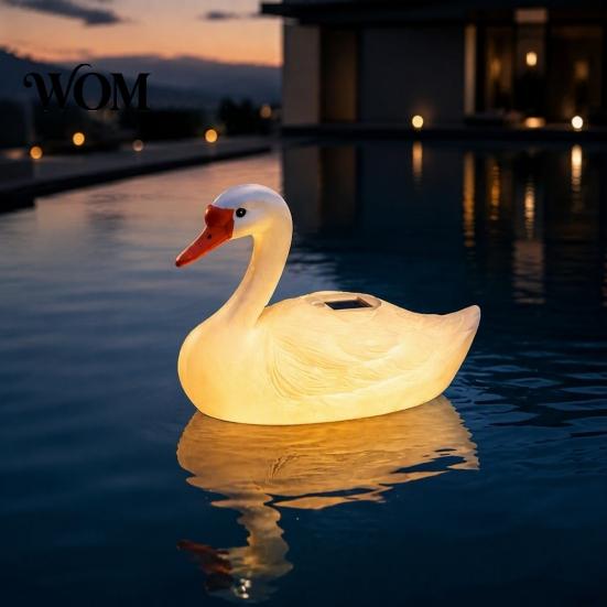 Energy Saving Solar Nightscape Decor Floating Swan Garden Statue with Warm LED Lights, Waterproof Outdoor Pond High End Gifts for Homeowners Backyard