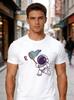 Men Crew Neck Tee Astronaut Catch Butterfly Front Print Short Sleeve Oversized Male Daily Casua