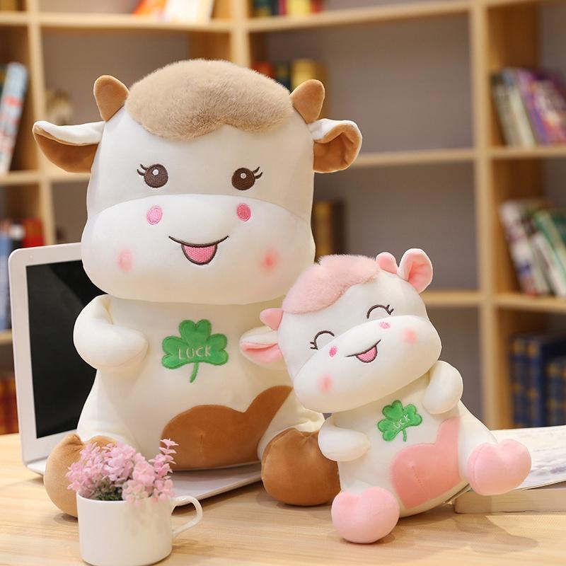 Новая плюшевая игрушка Kawaii Lucky Cow, мягкая мультяшная кукла в виде коровы, домашний декор для детей, подарок на день рождения, Рождество, умиротворение