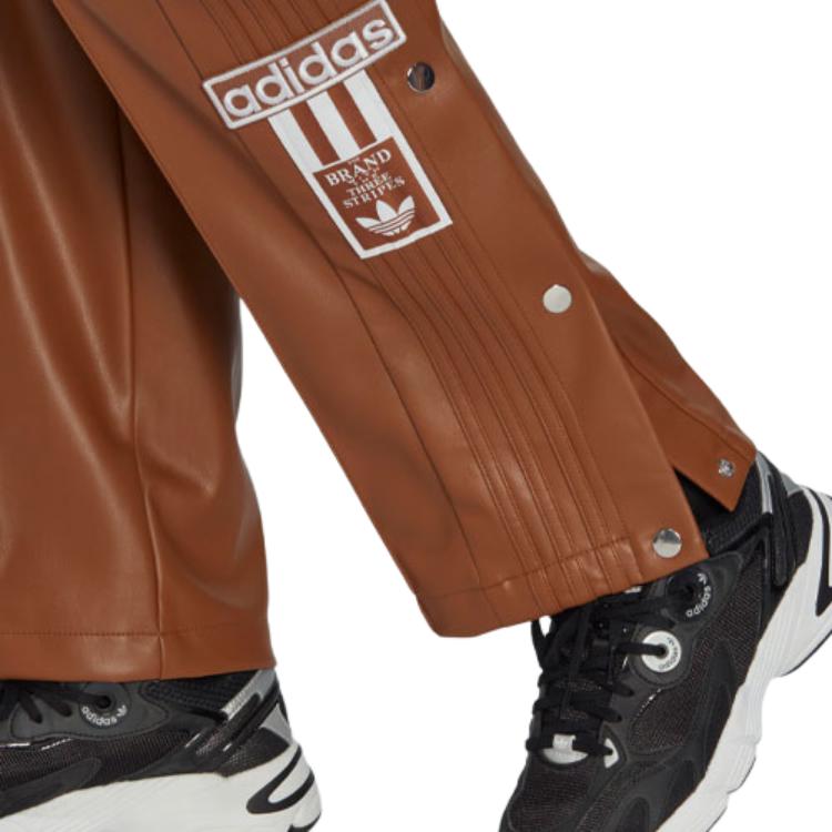 Adidas Оригинальные спортивные брюки прямого кроя с логотипом-трилистником на кнопках, женские коричневые брюки II6098