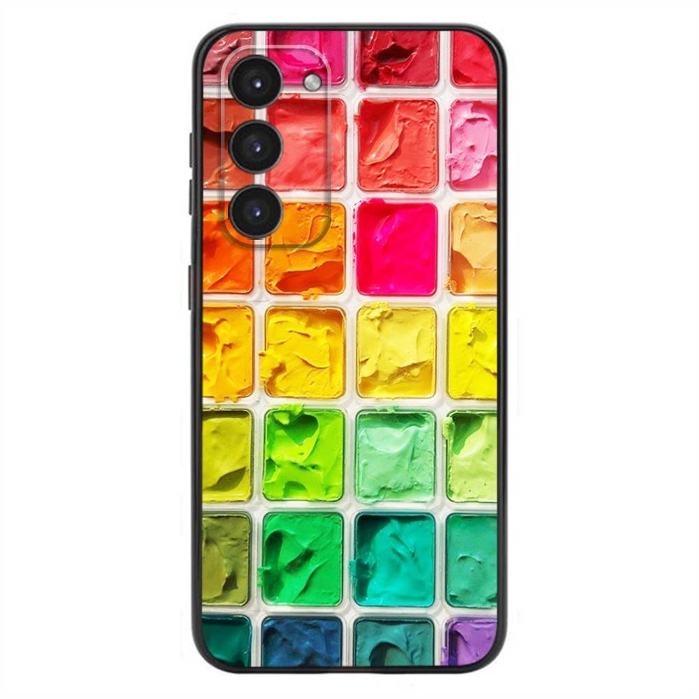 Watercolors Set Paint Palette Phone Case For Samsung Galaxy A20,21s,22,31,32,52,53,72,73,80,91 Soft Liquid Silicone Black Cover