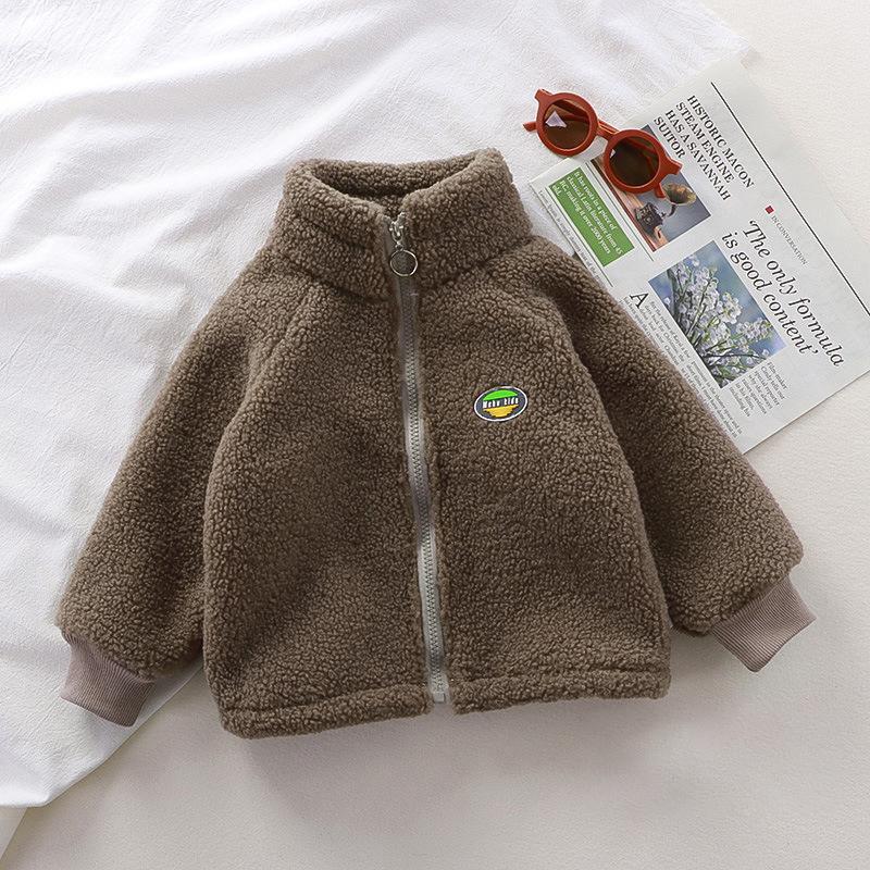 Autumn Winter Children's Lamb Fleece Coat Plush Thickened Cotton Coat Boys Girls Plushed Warm Jackets