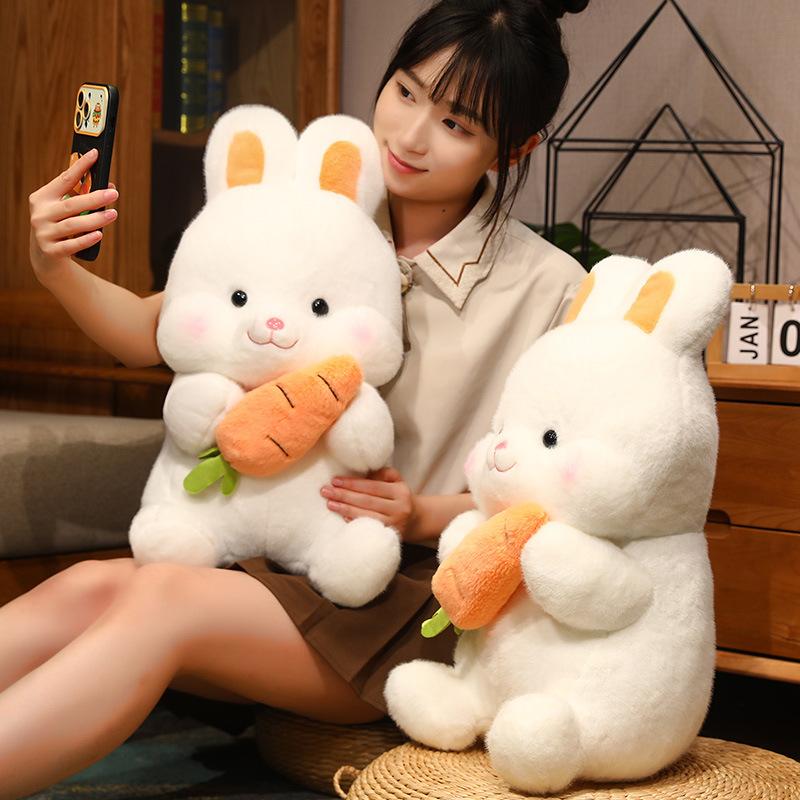 Adorable Cartoon Rabbit Plush Toy Stuffed Animal Carrot Bunny Doll for Kids Birthday Gift