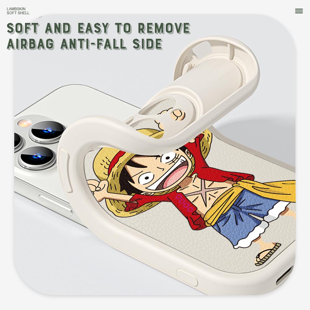 Slim Skin Feeling PU Leather Cute Cartoon Luffy Phone Cover for Infinix VIVO OPPO Reno Realme Huawei Nova Honor Smartphone Case