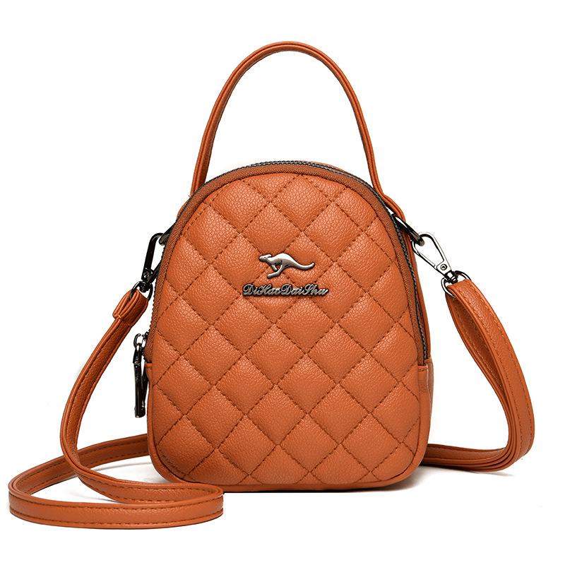 Emgrand Kangaroo Soft Leather Bag Women's 2025 New Middle-aged Shoulder Bag Letter Oblique Span Bag Casual Mom Handbag