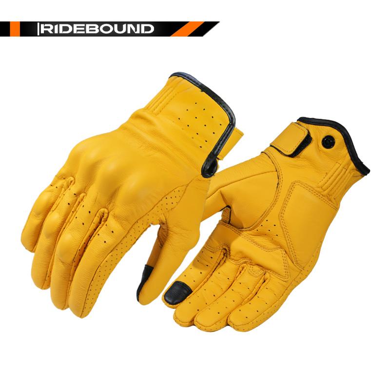 OEM Factory Customizable Goatskin Leather Motorcycle Gloves with Ventilation & Protective Design