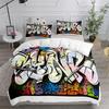 3Pcs G-Graffiti Rainbow Friends Bedding Set Cartoon Duvet Cover Uk Single Double King Us Twin Full Queen Size Bed Linen Set