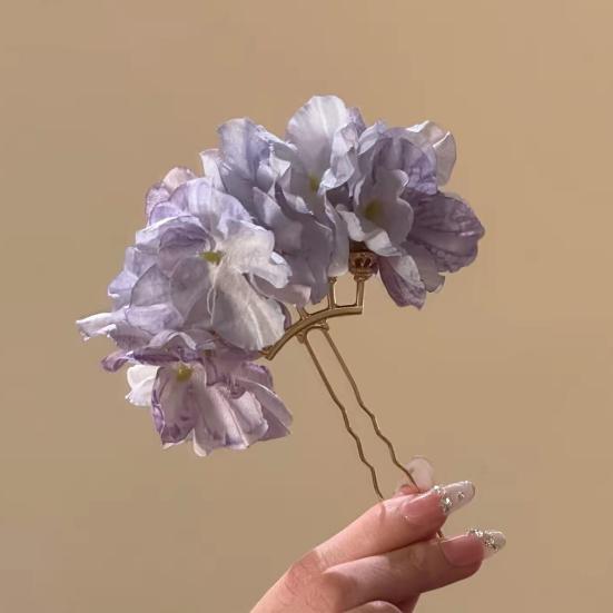 Палочка для волос с декором из искусственных цветов, легко надевается для пучка, органайзер для волос, декоративное средство для фиксации непослушных волос, ручная работа, аксессуар для волос