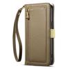 ESEBLE E11 For iPhone 15 Pro Max Case Zipper Pocket Litchi Texture Leather Phone Cover with Mirror and Wrist Strap