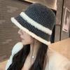 Breathable Knitted Bucket Hat Temperament Sun Protection Cap Visor Cap Sunshade Basin Cap  Women