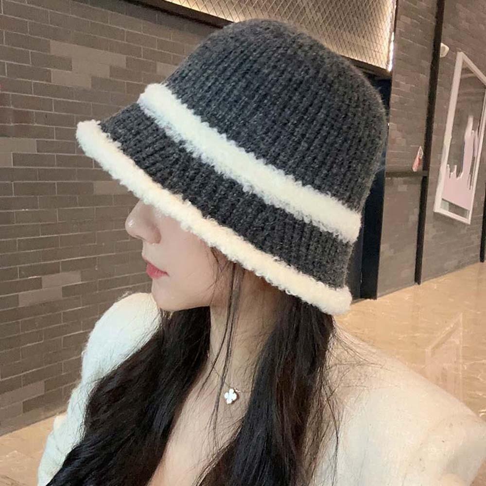 Breathable Knitted Bucket Hat Temperament Sun Protection Cap Visor Cap Sunshade Basin Cap  Women