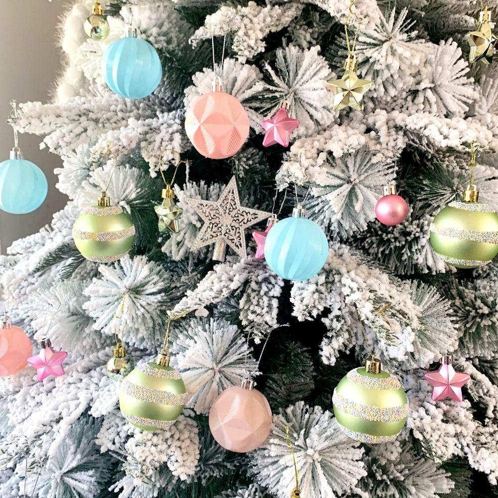 Fashion Plastic Macaroon Christmas Ball Set Multicolor Suspensable Xmas Ornament Ball Christmas Tree Balls Party