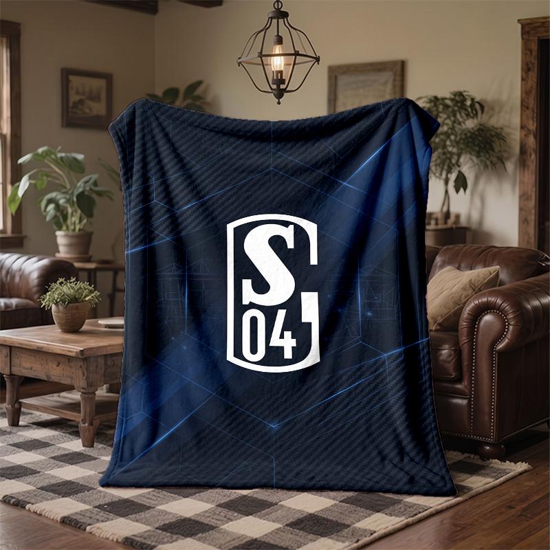 Schalke 04 Theme Fleece Blanket Cozy Soft Plush Blanket For Bedroom Couch Travel