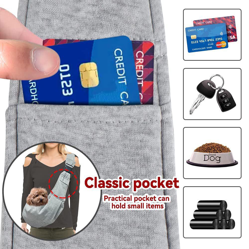 Dog Sling Carrier With Adjustable Strap For Traveling And Outdoor, Grey