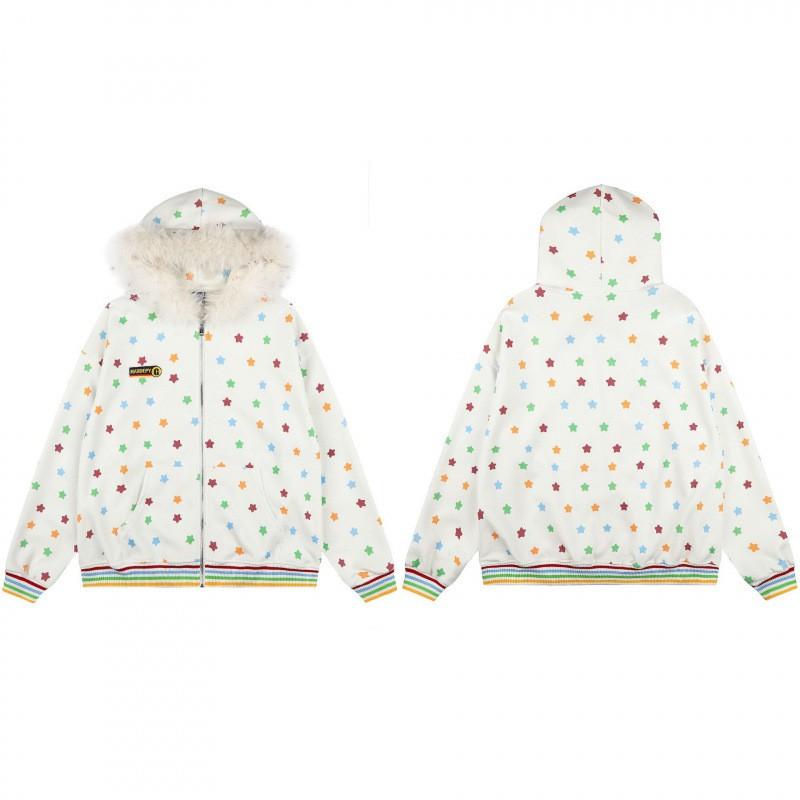 Unisex Vintage Streetwear Hooded Sweatshirt With Colorful Star Print Loose Fit Long Sleeve Pullover