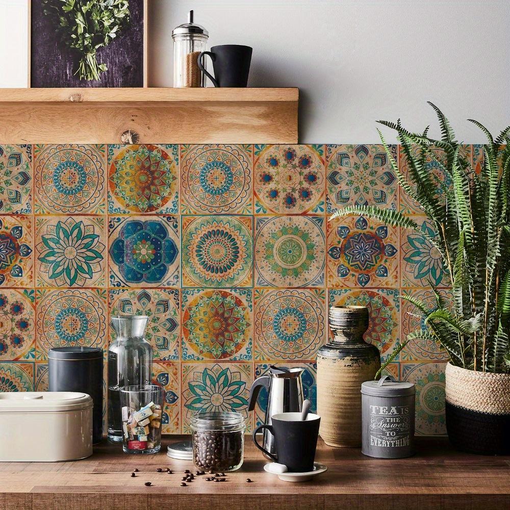 24 шт. Винтажные самоклеящиеся наклейки на керамическую плитку, отклеивающиеся и приклеивающиеся водонепроницаемые обои для фартука, настенные наклейки, декоративная плитка для кухни, ванной комнаты