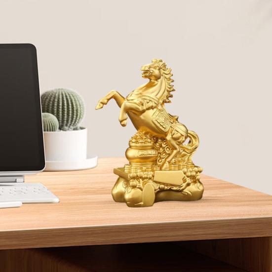Золотая скульптура лошади фэн-шуй 2026 год статуэтка лошади зодиака китайский Новый год зодиакальное благословение
