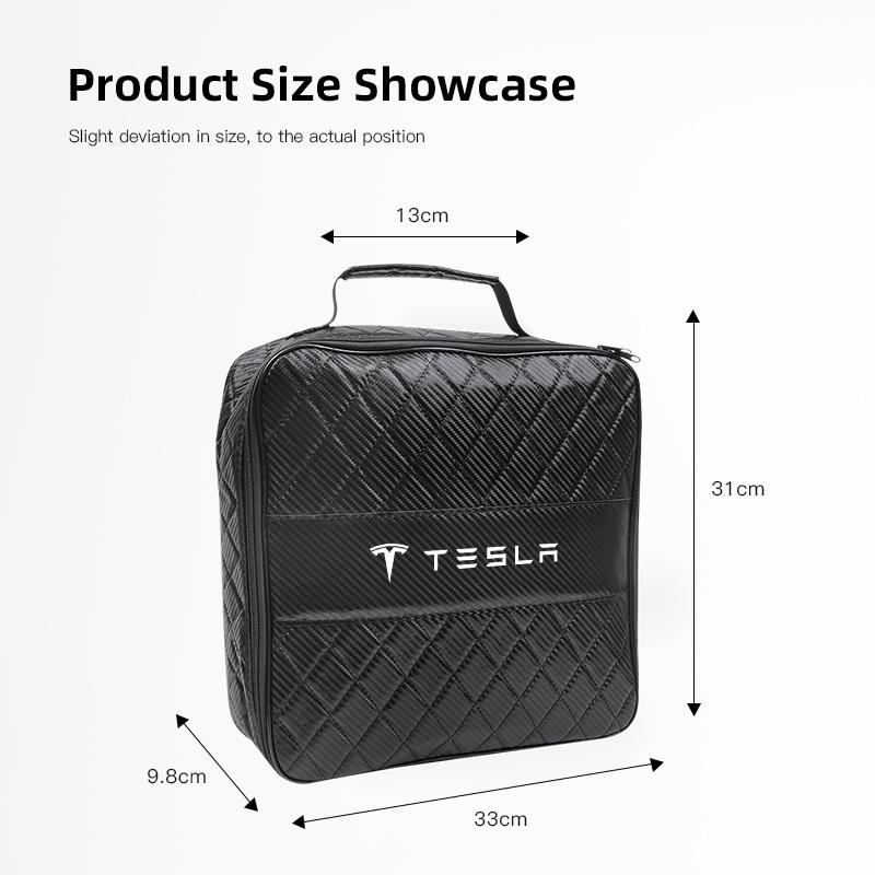 AAAIJ1 Car Storage Box Charging Gun Leather Bag Auto Accessories For Tesla Model-Y Model-3 Model-X Model-S Cybertruck Roadster