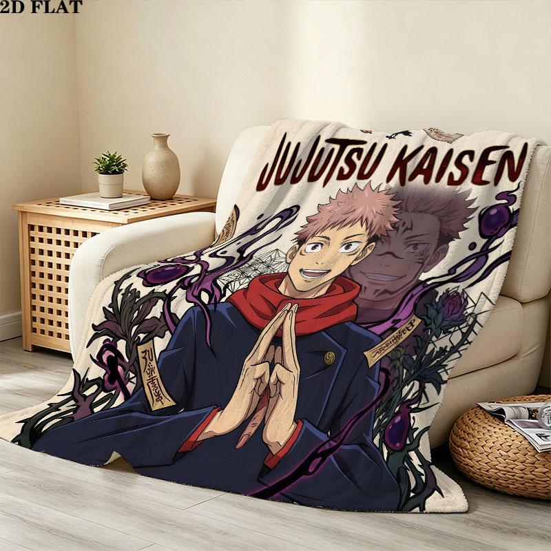 1PC Jujutsu Kaisen Patterned Flannel Blanket Suitable For All Seasons For Home Decor Warmth And Comfort Gifts Holiday Present