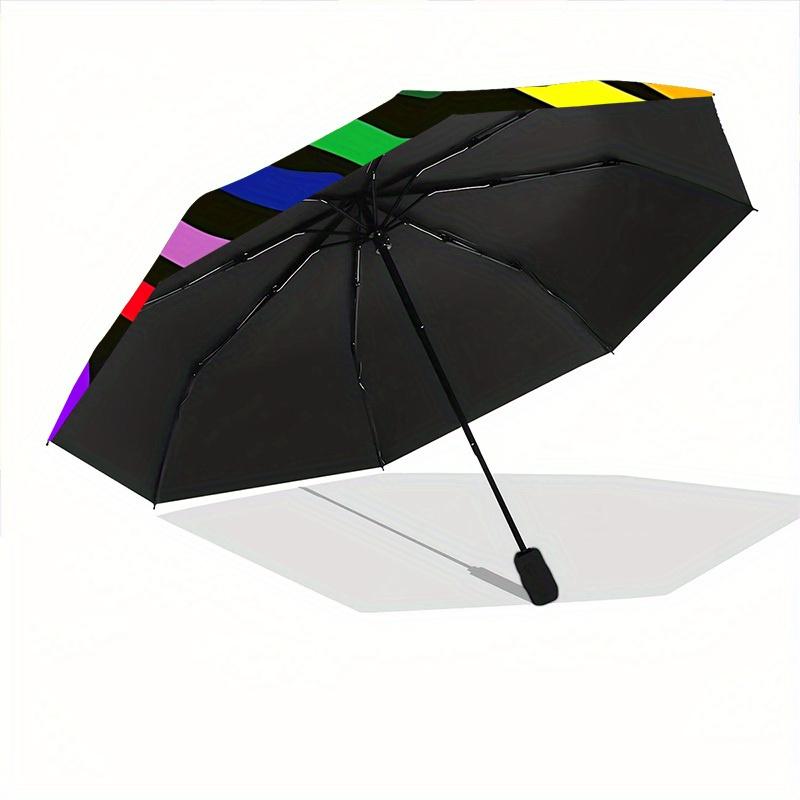 1pc Colorful Abstract Pattern Automatic Folding Umbrella, Portable & Foldable Design with 8 Ribs, Casual Outdoor Accessory yy250805084