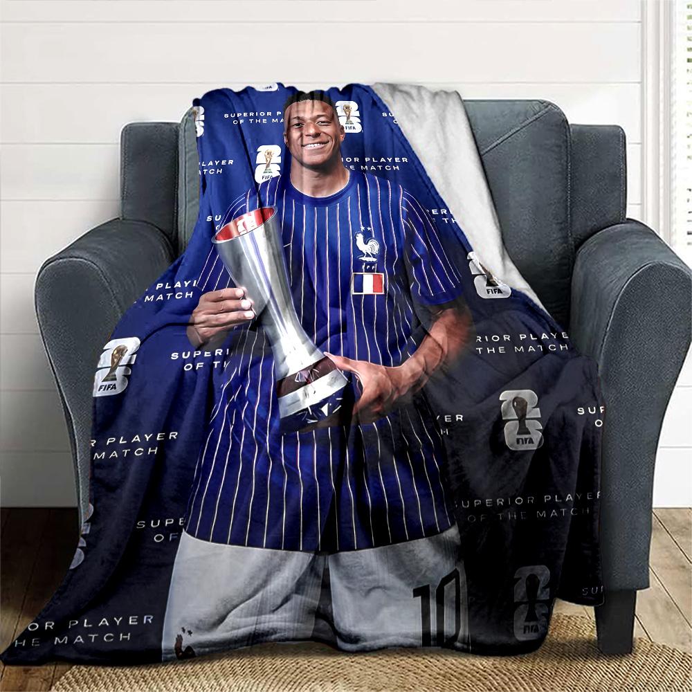 Mbappe Neon Poster Blanket Comfortable Great for Couch Office Chair Sofa All-Season Use Playful Design Gifts For Family Or Friends